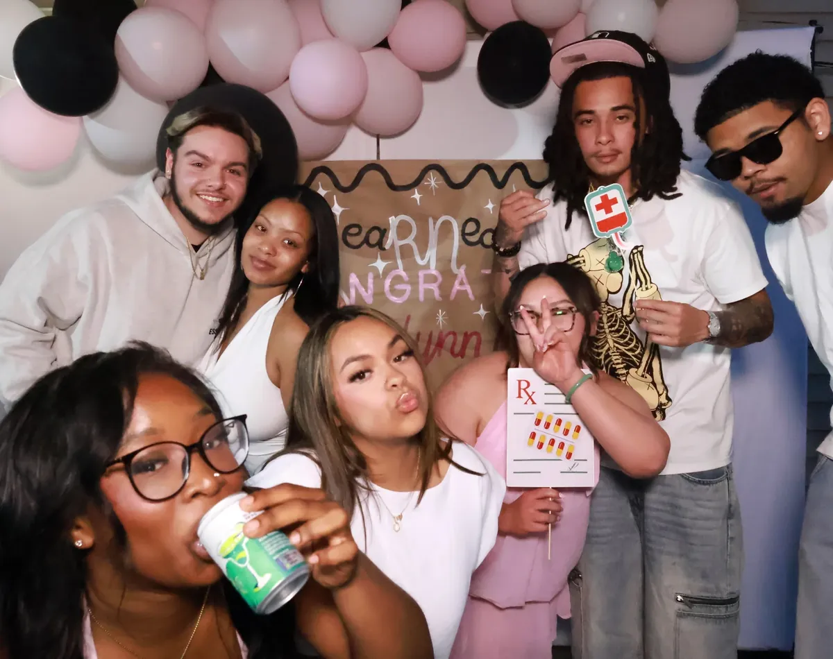 Friends celebrating at a graduation party